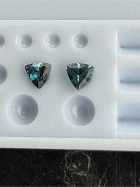 Blue Topaz Teal Green Trillions Faceted Gemstones